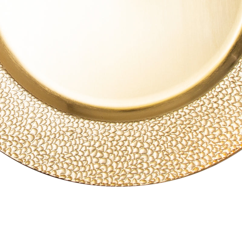 Pebbled Edge Plastic Charger Plate 13" - Gold - Events and Crafts-Simply Elegant