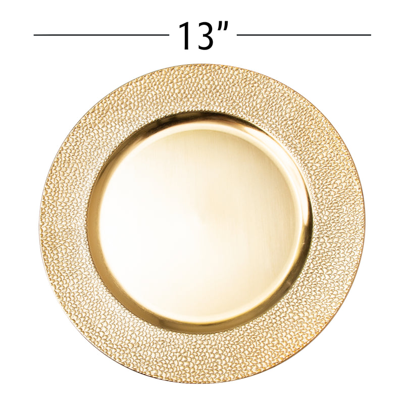 Pebbled Edge Plastic Charger Plate 13" - Gold - Events and Crafts-Simply Elegant