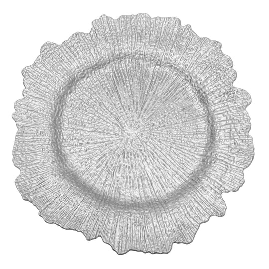 Large Reef Plastic Charger Plate 14" - Silver
