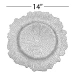 Large Reef Plastic Charger Plate 14" - Silver - Events and Crafts-Simply Elegant