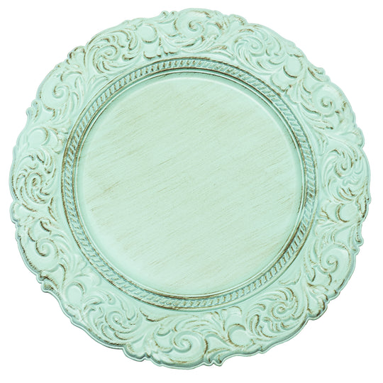 Antique Look Plastic Charger Plate 13" - Aqua
