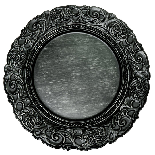 Antique Look Plastic Charger Plate 13" - Black
