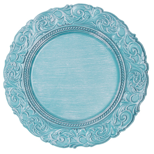 Antique Look Plastic Charger Plate 13" - Blue