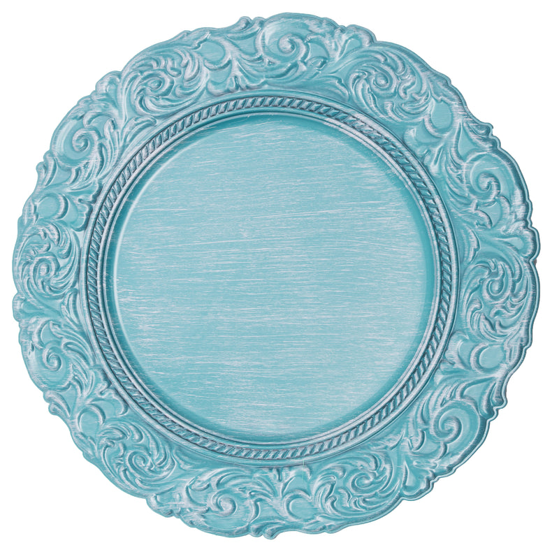Antique Look Plastic Charger Plate 13" - Blue - Events and Crafts-Simply Elegant
