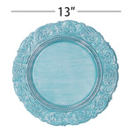 Antique Look Plastic Charger Plate 13" - Blue - Events and Crafts-Simply Elegant