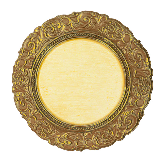 Antique Look Plastic Charger Plate 13" - Gold