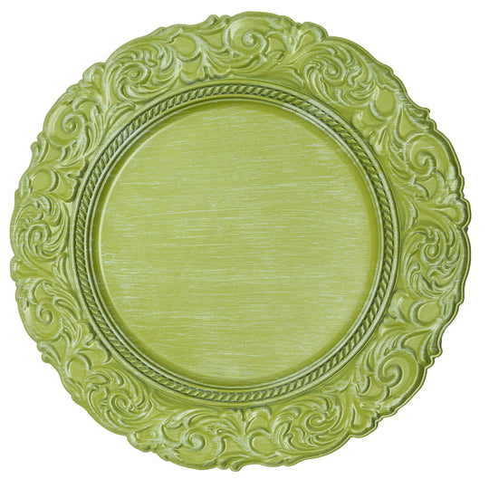Antique Look Plastic Charger Plate 13" - Green