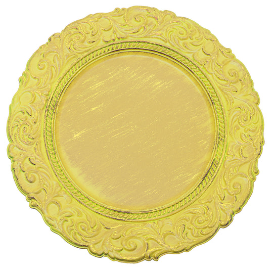 Antique Look Plastic Charger Plate 13" - Mustard