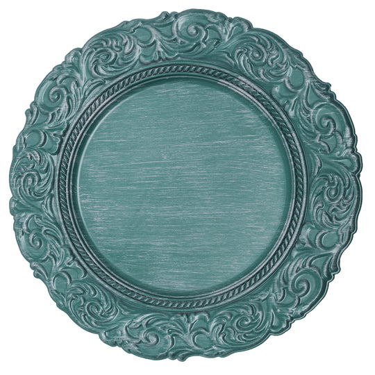 Antique Look Plastic Charger Plate 13" - Teal